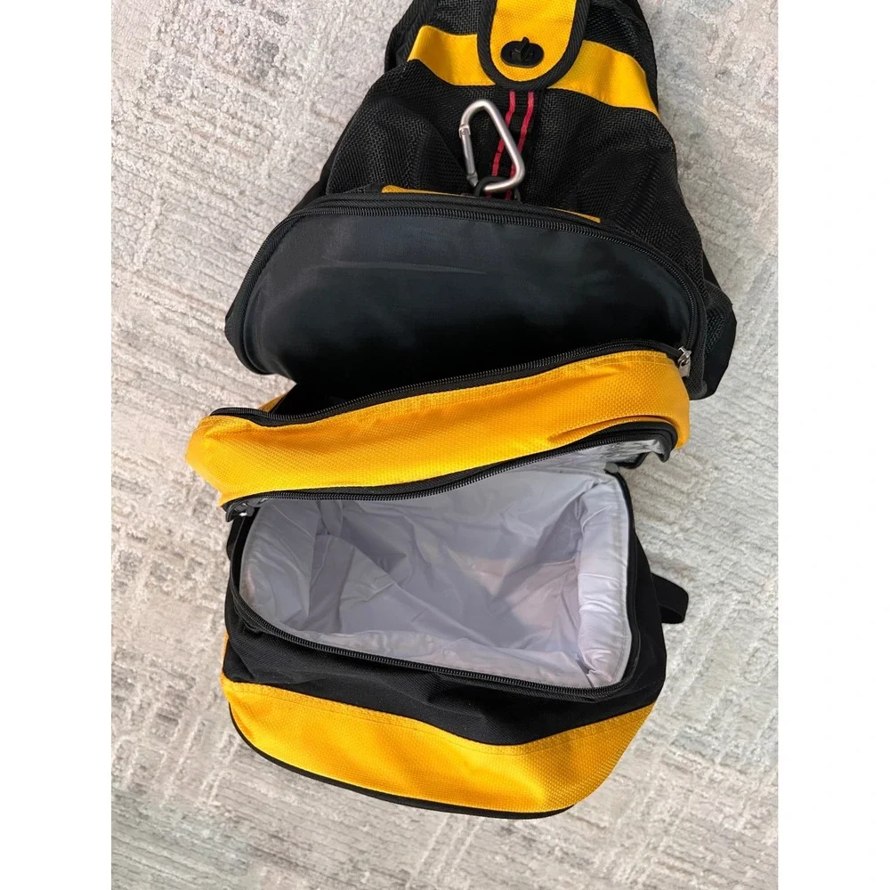 NGG Swiss Edition Backpack Black Yellow Lunch Box Cooler Travel‎ Daypack Bag